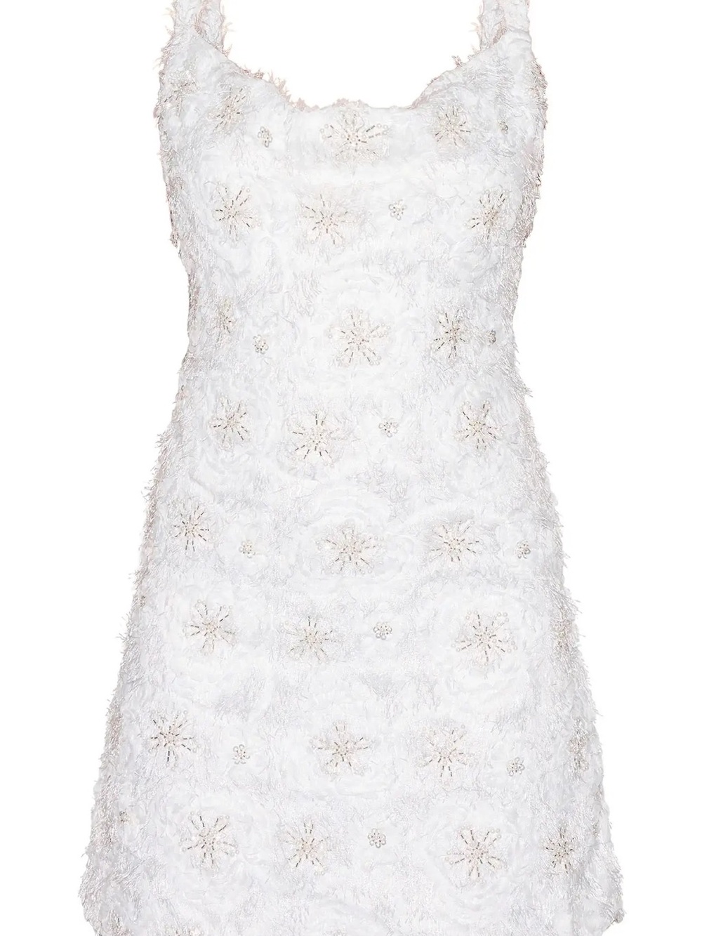 PrettyLittleThing White Fuzzy Beaded Mini Dress - Picture 3 of 6